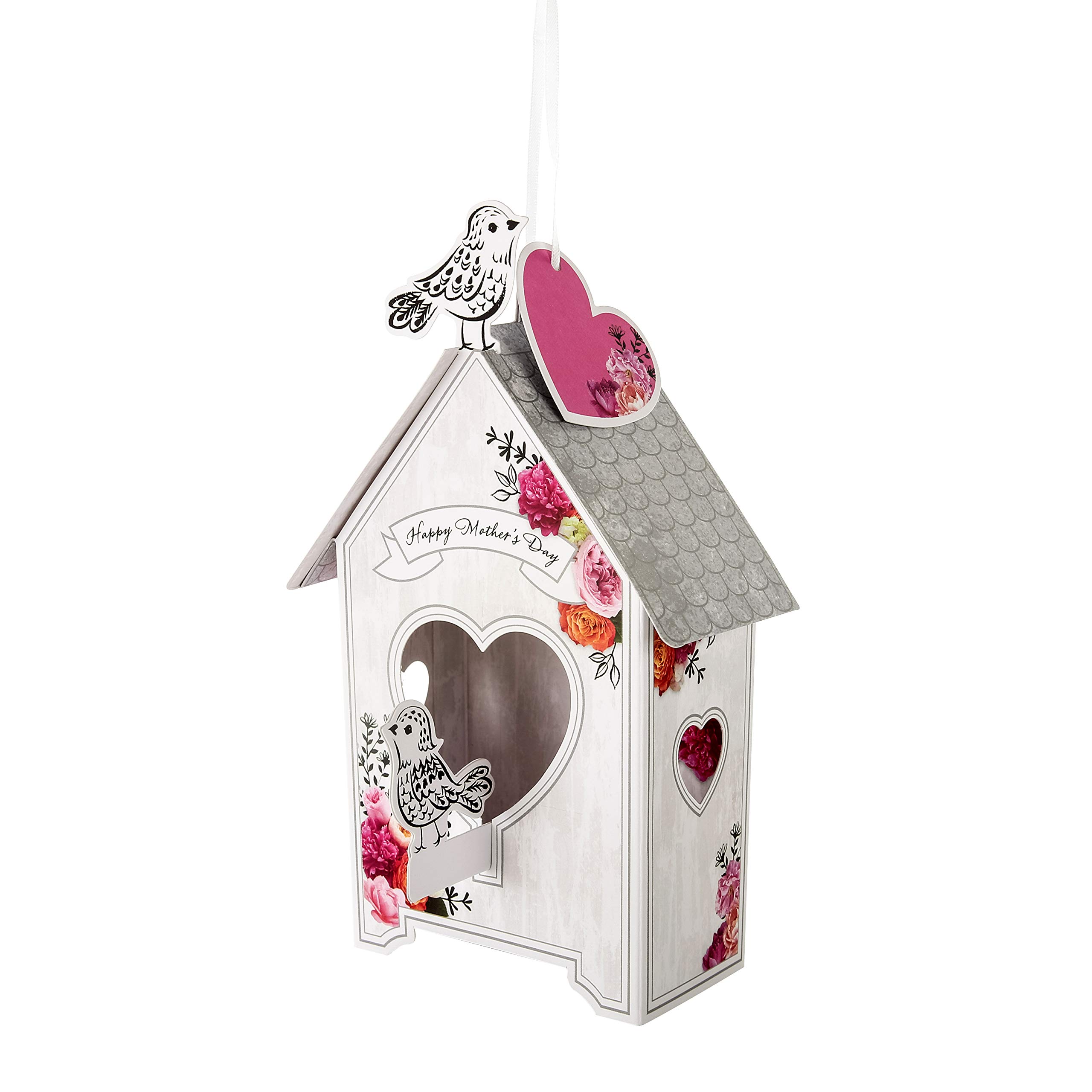 Hallmark Mothers Day Card for Mum, 3D & Pop Up Birdhouse Design, Floral Patterns, Keepsake, White, Pink