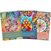 Set of 3 Adult Coloring Books Relaxation Gifts Arts and Crafts with Fun, Easy, and Mindfulness Coloring Pages to Relax, Anxiety and Depression with Mandala, Zentangle, Patterns