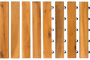 MAJESTICK GOODS Edges for Interlocking Deck Tiles | Snap Together Edge for Wooden Flooring | Floor Decking Tile Edge - 12 x 12 Acacia Hardwood Outdoor Flooring Patio, Wooden Floor Balcony (Edge Straight 8 Pack)