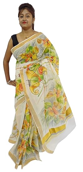 KheyaliBoutique Kerala Cotton Hand Painted Sari For Women's