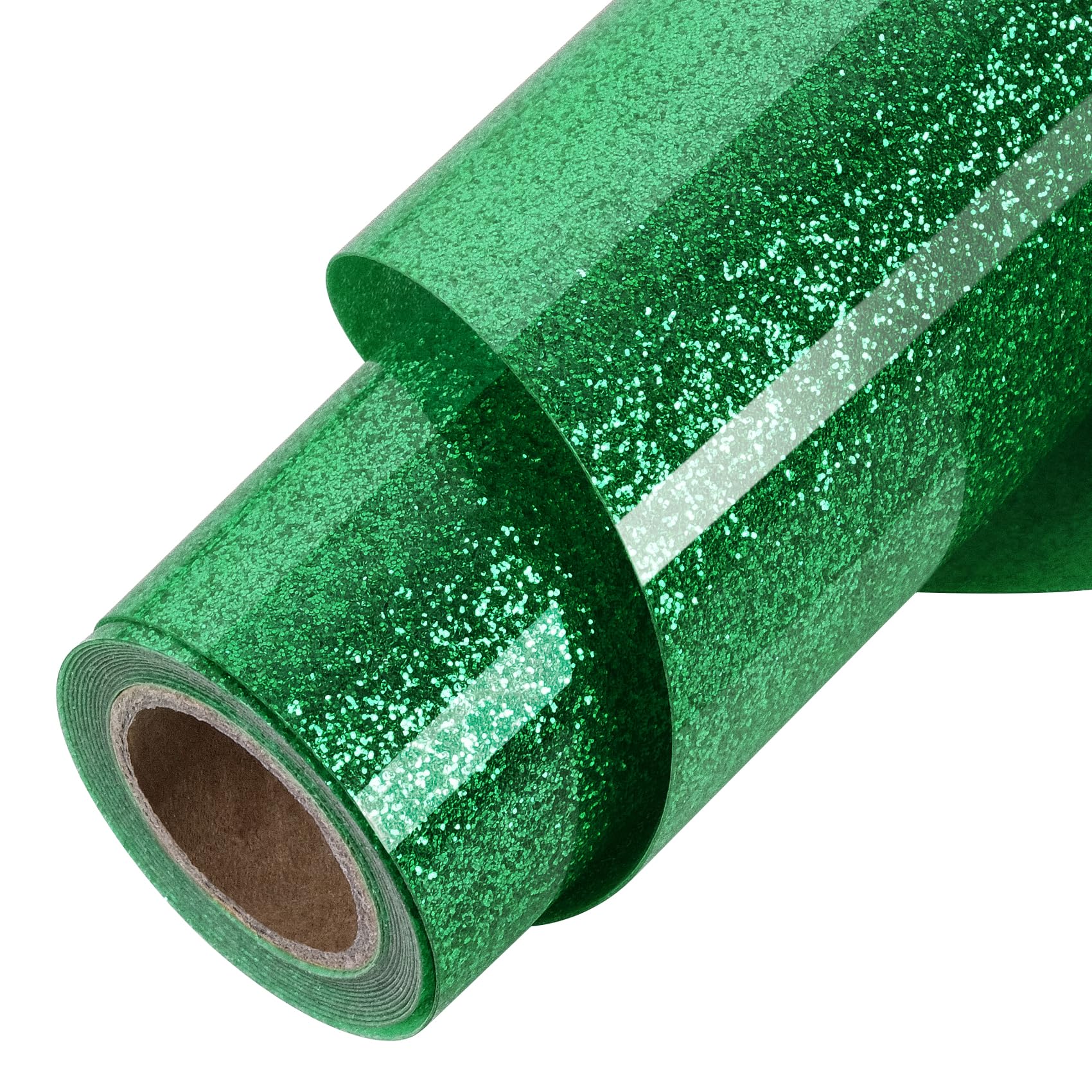 Photo 1 of ?TORC Green Glitter HTV Green Heat Transfer Vinyl HTV Rolls, 12" x 6 ft Iron on Vinyl for T Shirts Green Glitter HTV Vinyl for All Cutter Machines Easy to Cut & Weed for Heat Vinyl Design 1 Roll
