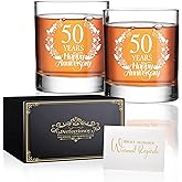 Perfectinsoy 50 Years Happy Anniversary Whiskey Glass Gift Set, 50th Anniversary Wedding Gift For Mom, Dad, Grandparents, Soulmate, Couple, 50 Years Gifts, Happy 50th Anniversary Birthday