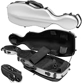 MI&amp;VI AP-7016 Light Hard Shell Viola Case for 15" to 16.5" inch Full Sized Violas with Adjustable Straps | Water Resistant | Travel Backpack | Poly Carbon Fiber Shaped Viola Case (Silver)