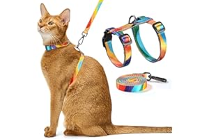 PetThem Cat Harness and Leash Set - Escape Proof Adjustable Cat Harness, Comfortable Soft Lightweight, Use Safe & Easy, Walking Travel Kitten Harness for Small Medium Large Cats (Yellowstone Park)