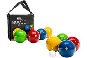 Franklin Sports 100mm Bocce Ball Set — 8 Wooden Bocce Balls and 1 Pallino — Beach, Backyard Lawn or Outdoor Party Game - Made