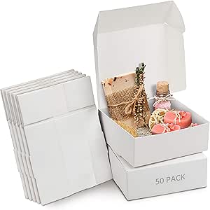 Kurtzy Cajas de Cartón Kraft Blancas (Pack de 50) – Medidas ...