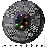 VASG Solar Fountain Pump, 3W Solar Bird Bath Fountains with Storage Battery, Solar Powered Water Fountain with 6 LED Colored 