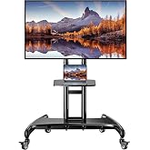 Perlegear Rolling TV Stand for 32-84 Inch TV, Mobile TV Cart up to 100lbs, Adjustable Height Outdoor TV Cart with Heavy-Duty Base, VESA 600x400mm, Portable TV Stand on Wheels for Livingroom PGTVMC05-1