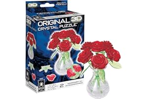 BePuzzled | Roses in Vase Original 3D Crystal Puzzle, Ages 12 and Up, Red