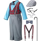 Old Man Costume Set - Kids 100 Days of School Old Mand Grandpa Costume for Boys' Pretend Play with Accessories Set