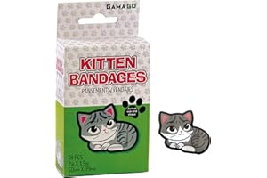 GAMAGO Kitten Bandages for Kids & Kidults - Set of 18 Individually Wrapped Self Adhesive Bandages - Sterile, Latex-Free & Easily Removable - Funny Gift & First Aid Addition