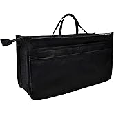 Vercord Patterned Purse Handbag Tote Pocketbook Bag Organizer Insert with Zipper Handle for Women Large Black