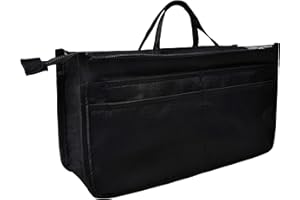 Vercord Patterned Purse Handbag Tote Pocketbook Bag Organizer Insert with Zipper Handle for Women Large Black