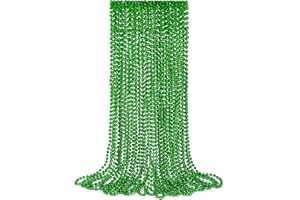 YAXINRUI 24 PCS St. Patricks Day Necklaces, Green Mardi Gras Christmas Bead Necklaces, 33" St. Patrick's Day Green Beads St. Patricks Day Accessories for Mardi Gras, St. Patricks Day Party Favors