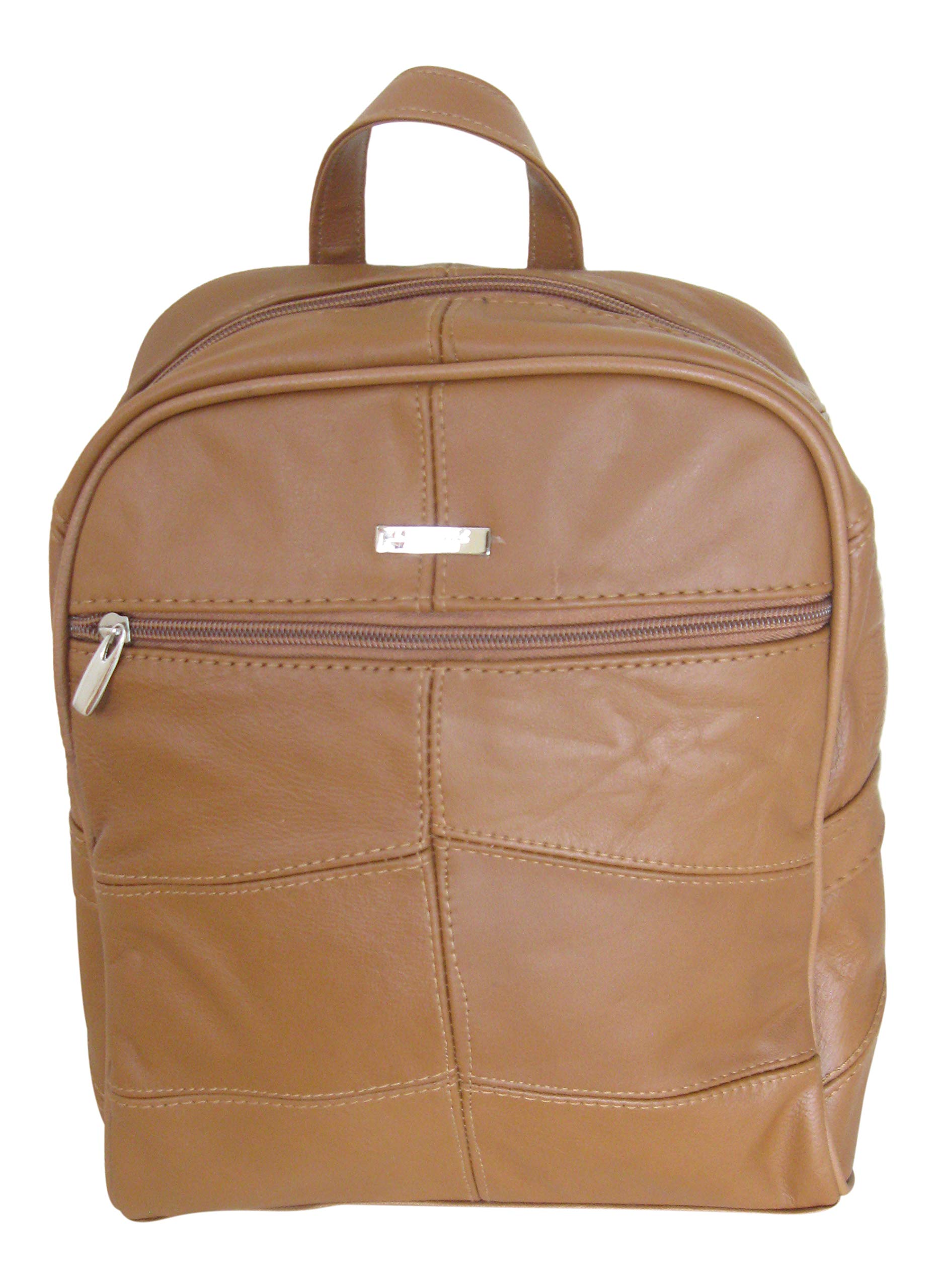 Ladies/Womens Large Genuine Leather Backpack/Rucksack in Tan