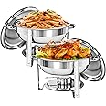Chafing Dish Buffet Set 5 Qt Stainless Steel Food Warmer Chafers for Catering, Parties with Water Pan, Fuel Holder, Catering Buffet Servers and Warmers 2 Silver