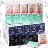 Lincia 120 Pack Christian English Bible Verse Travel Tissues | 3 Ply Tissue, Pocket Size, Bulk Scripture Gift for Church Guest, Wedding Party Favors, Funeral Supplies, Inspirational Quote