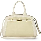 Italian Genuine Suede & Leather Bag for Women with Adjustable Strap | Medium Designer Top-Handle Satchel Handbag