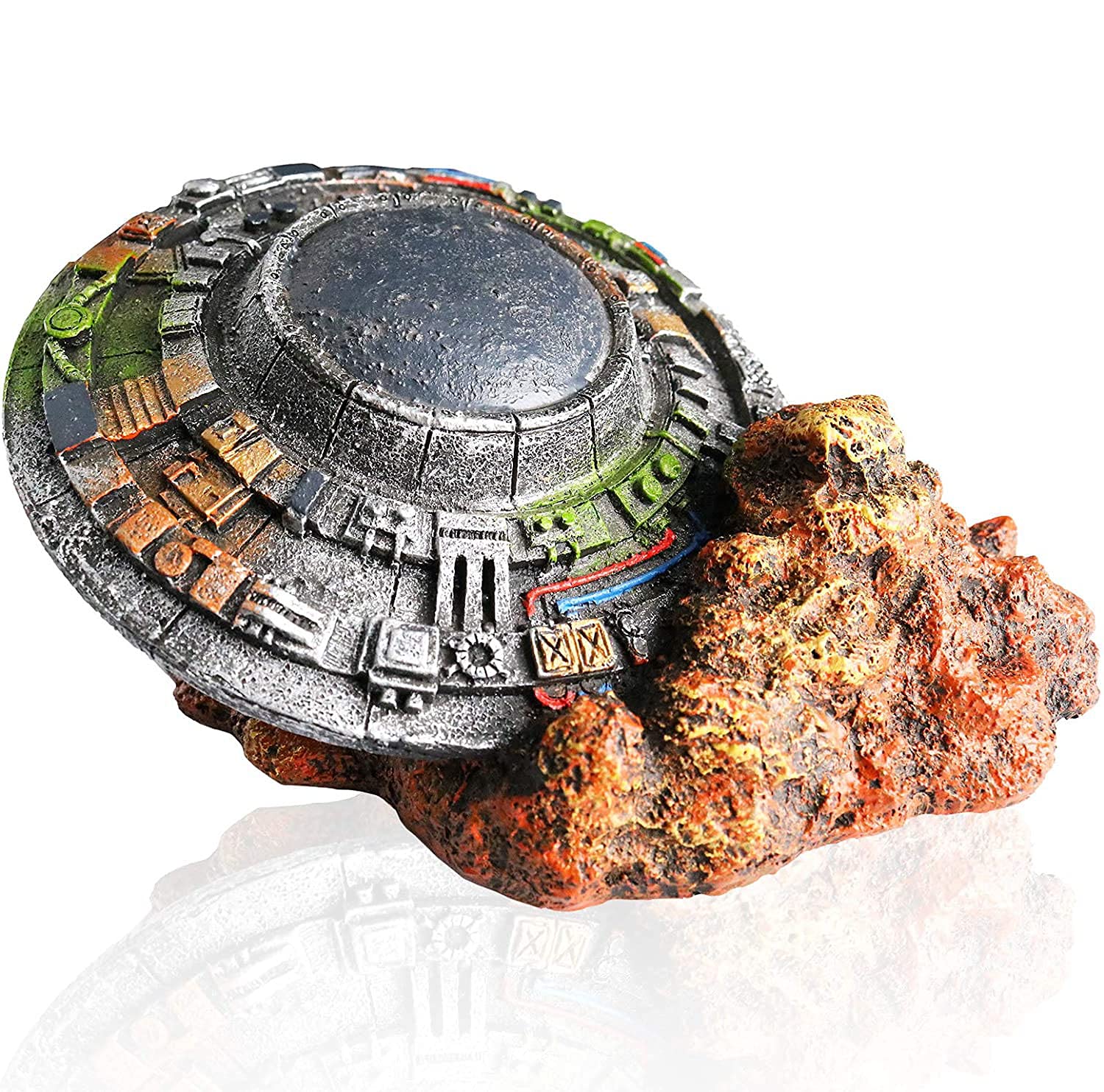 un branded Fish Tank Decorations, UFO Flying Saucer, Aquarium Ornament, Aquarium Decorations, Creative Fish Hide Cave for Aquarium Decorations