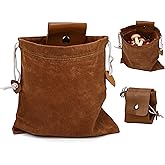 Foraging Bag Waxed Canvas Collapsible Outdoor Camping, Leather Drawstring Belt Pouch, Bushcraft Hunting Mushroom Collecting Basket, Foldable Satchel for Travel Hiking Picking Rocks Fruit Treasures