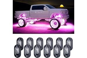 Honalia LED Rock Lights for Trucks 12 Pods, Multicolor Underglow Lights for Trucks with App Control, Flashing Music Mode RGB Rock Lights for UTV SUV ATV RZR Truck DC 12V