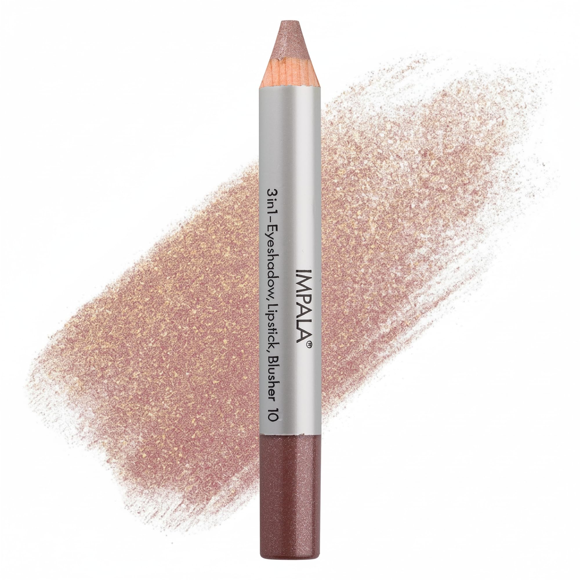 IMPALA | 3-in-1 Jumbo Pencil, Color 10 Brown with Sparkle | Eyeshadow, Lipstick, and Blush | Perfect Blending | Soft and Long-Lasting Texture | Intense Colors | Easy to Apply