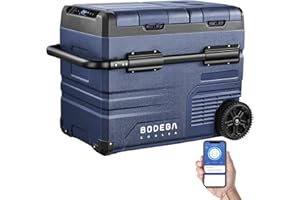BODEGACOOLER 12V Portable Refrigerator Dual Zone 48 Quart, 45L Portable Car Fridge Freezer, -4℉-68℉℉ Car Cooler WIFI APP Cont
