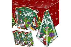 GUPESXU 3 Pack Christmas Nightmare Tablecloths Nightmare Christmas Party Decorations Green Red Tree Xmas Nightmarer Table Cover for Christmas Party Xmas Winter Holiday Birthday Party Supplies