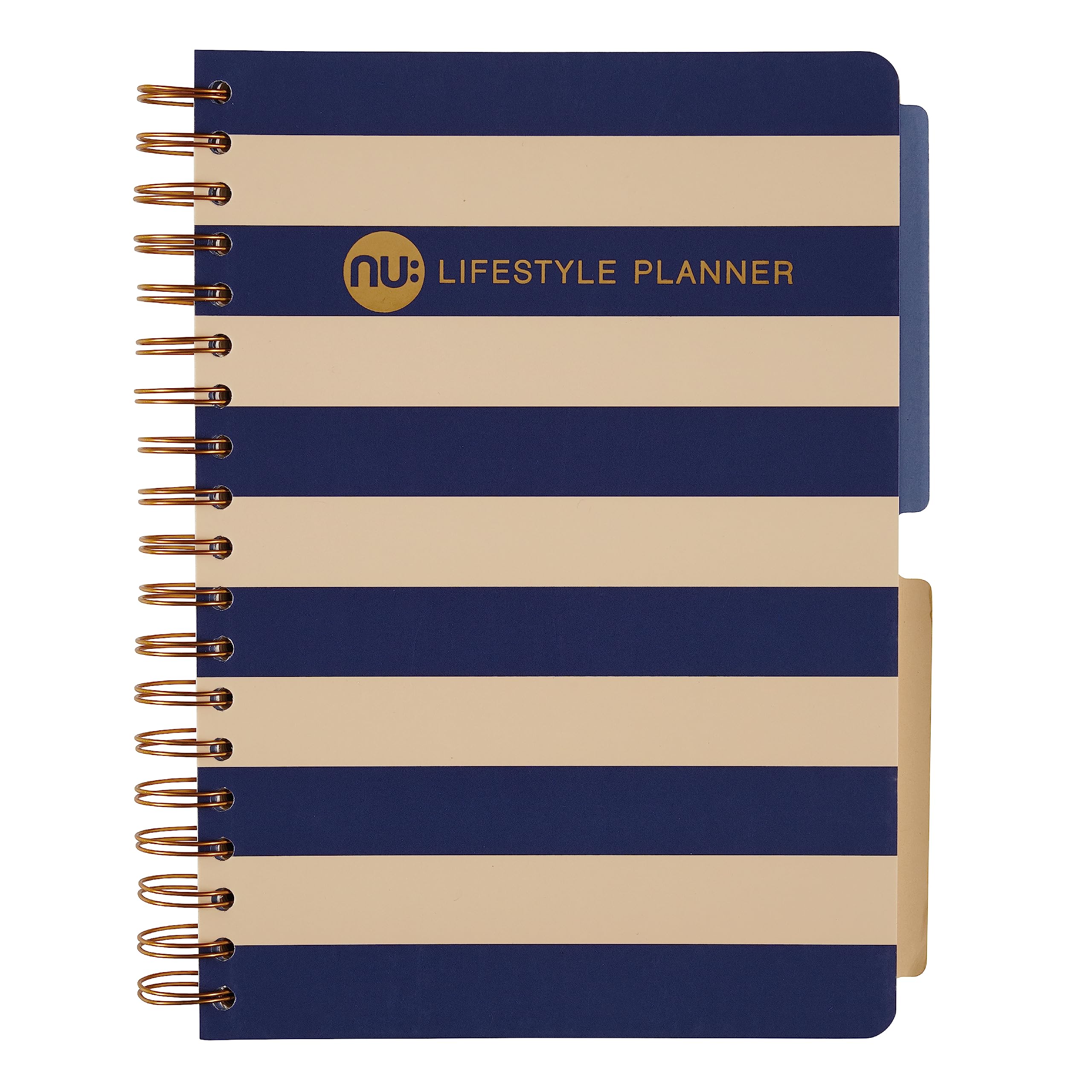 Nu B5 Lifestyle Planner | Daily Journal & To-Do List Notebook | Gold Wiro | 314 Pages | Sustainable & Stylish | Nautical Range