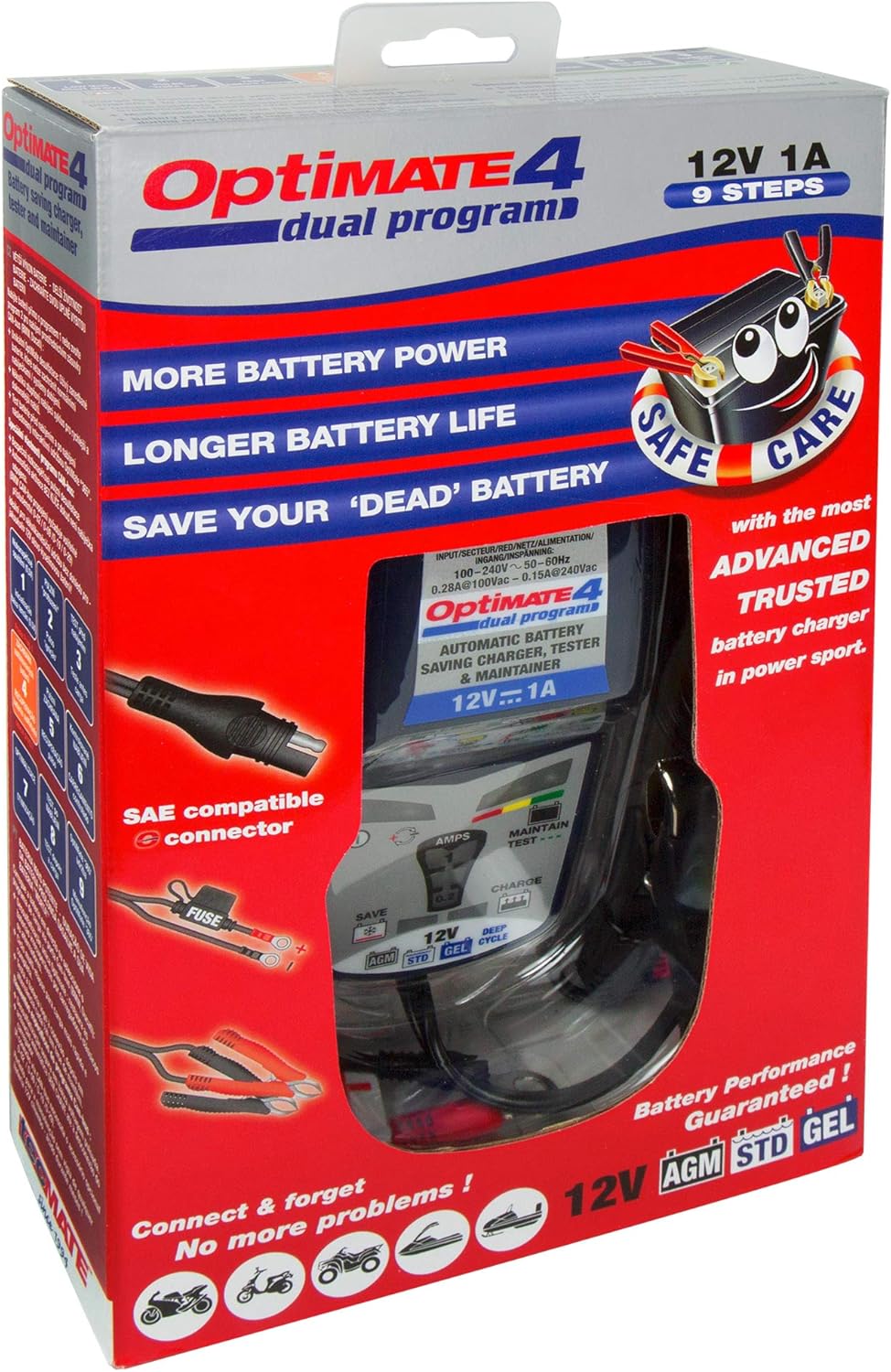 OptiMATE 4 CAN-bus edition, TM-351 8/9-step 12V 1A battery Saving charger-tester-maintainer: Automotive