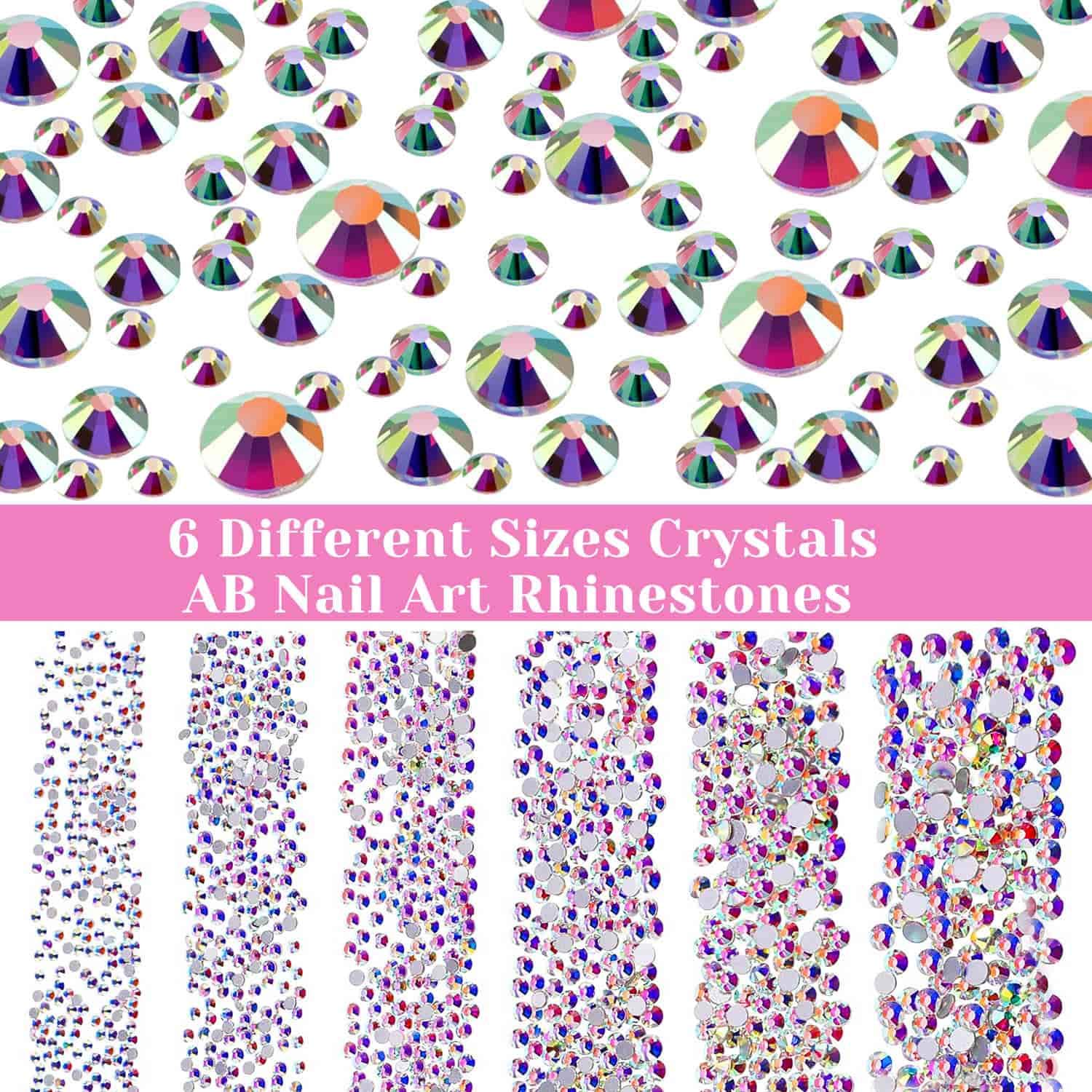 Selizo 3168pcs Rhinestones Nail Crystals Rhinestones with 30pcs Nail Metal Gems Jewels Stones for 3D Nails Art Decoration Nail Art Supplies: Beauty