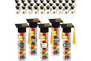 FlorWave 30 Sets 2026 Graduation Candy Tubes Graduation Party Candy Boxes Containers Grad Cap Jars with Tassels Stickers Clea