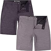 Visive Men’s All in One 2 Pack 9/7 Inch Hybrid Golf Shorts - Casual Flat Front Dress Shorts - Quick Dry Stretch