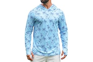 iCKER Men's UPF 50+ Sun Protection Hoodie Shirt Rash Guard Long Sleeve Shirt UV Fishing Outdoor Hiking Swimming Running
