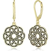Amazon Essentials 925 Sterling Silver Leverback Celtic Knot Dangle with 18K Gold Plated Hypoallergenic Nickel-Free Earrings
