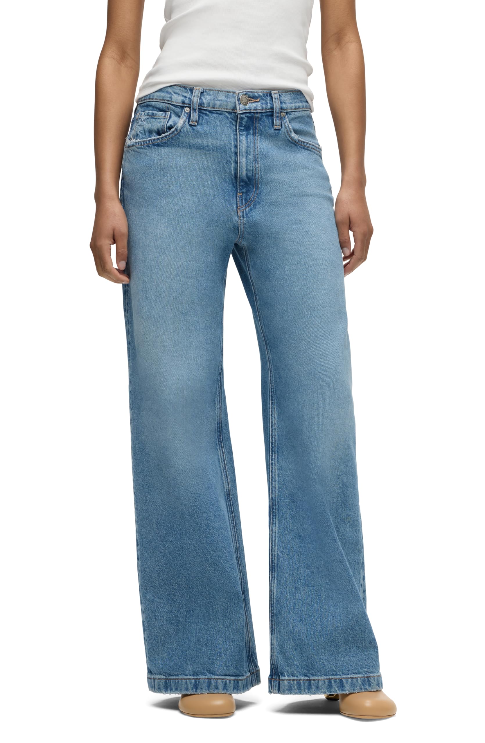 HUDSON Women’s Jodie High Rise Loose Fit Wide Leg Jean, Goddess, 27