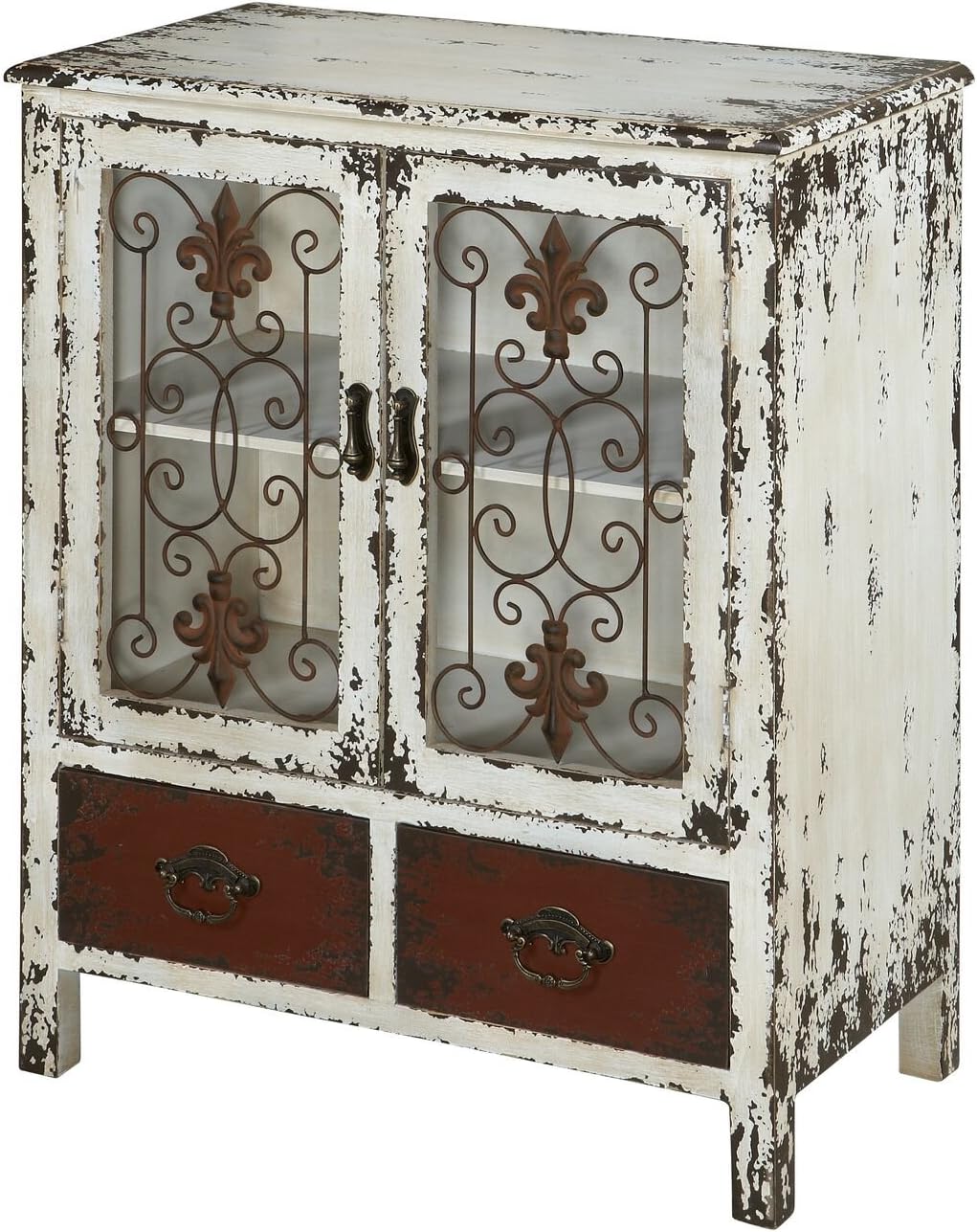 Powell Furniture Parcel 2-Door 2-Drawer Console, White: Kitchen & Dining