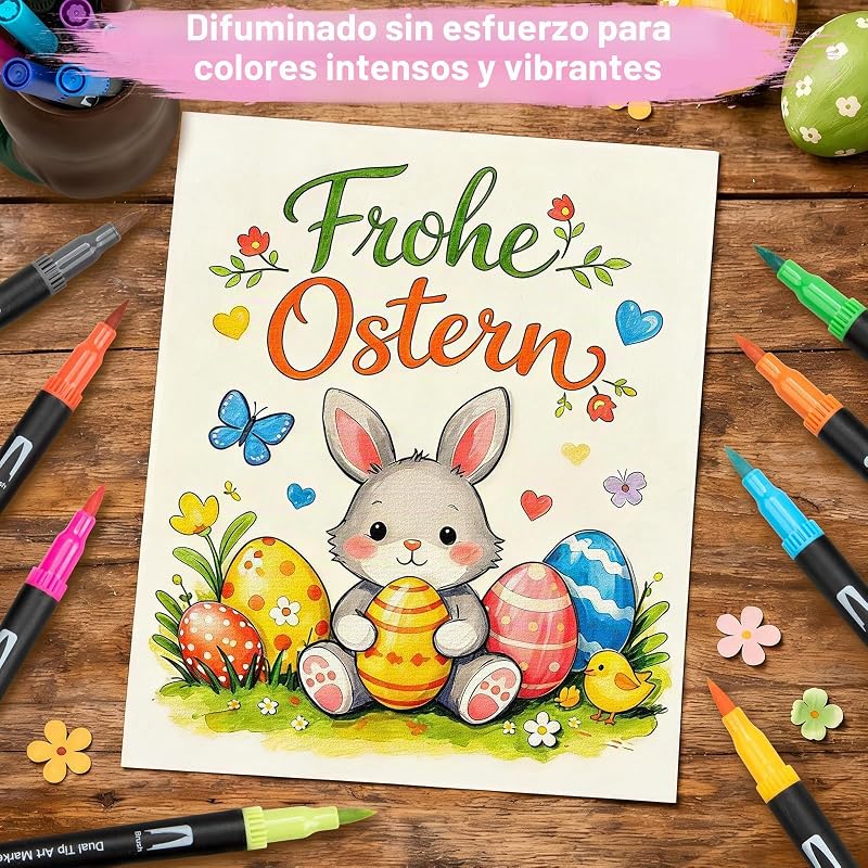 Rotuladores para colorear, punta de fieltro, 24 colores, doble punta de pincel, marcadores artísticos para niños y adultos, marcadores de punta fina para dibujar,dibujar, diseño de caligrafía, pintura