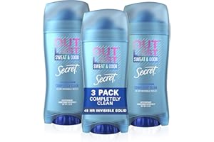 Secret Outlast Invisible Solid Antiperspirant Deodorant for Women, Completely Clean, 2.6 oz - 3 Pack