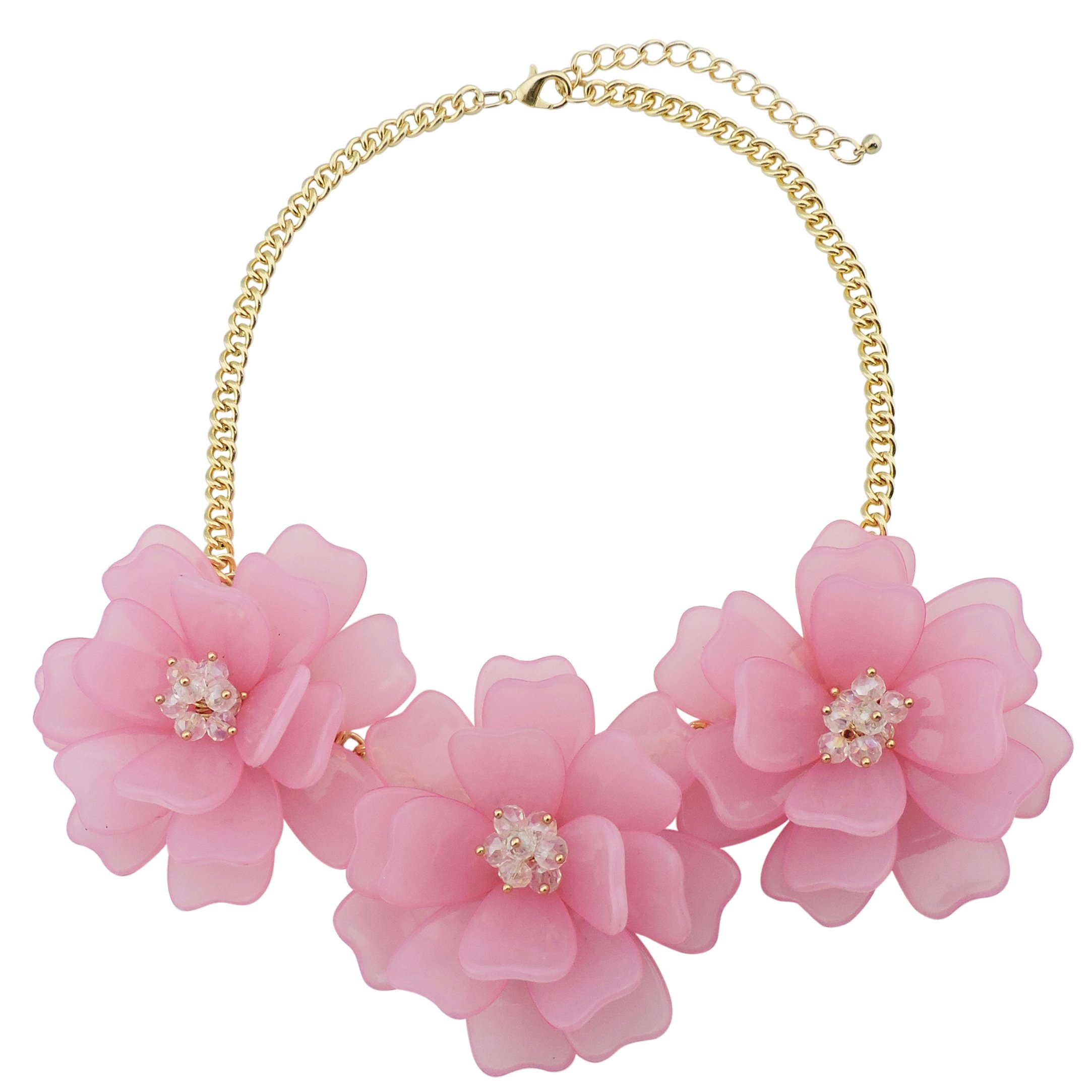 BOCAR Statement Flower Necklace Handmade Bib Collar Jewelry for Women (NK-10454-Pink) — image 1