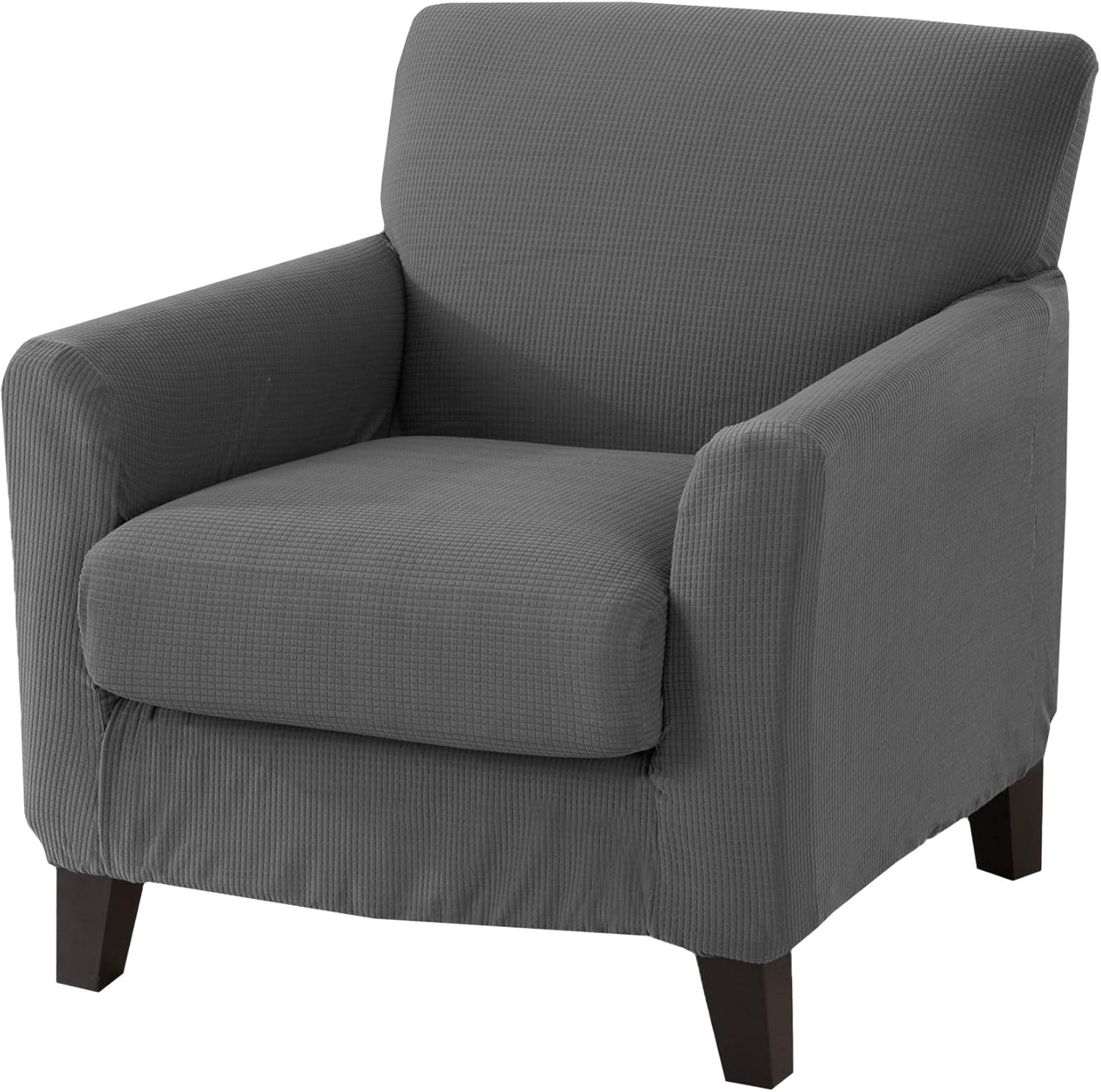 Great Bay Home Popcorn Textured Chair Slipcover. Form Fit, Slip Resistant, Strapless Slipcover. Stretch Arm Chair Slipcover. Kova Collection (Chair, Frost Gray): Furniture & Decor