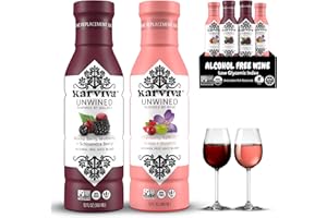 KARVIVA Awards-Winning Non-Alcoholic Wine Alternatives, Variety Pack (Malbec & Rosé) – Ancient Remedies With Adaptogen & Antioxidants for Relaxation, Liver & Brain Detox, Sulfite-Free, Low-Sugar (4 BPA-Free Bottles, 12 oz Each)