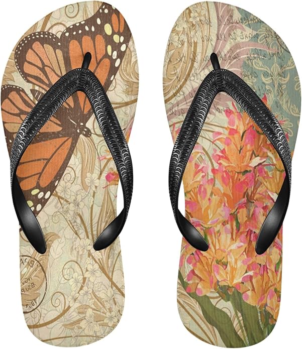 Amazon.com | Blueangle Women's Mens Butterfly and Narcissus Thong Sandals Indoor and Outdoor 