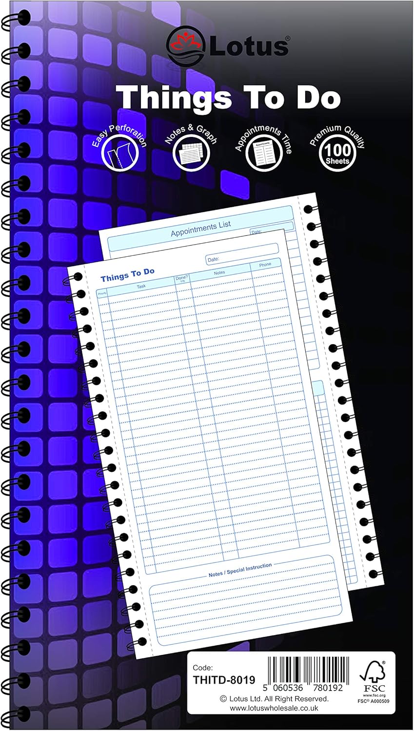 Lotus Things To Do Today Pad, Size: 8.5 x 5.5 Iƒnches