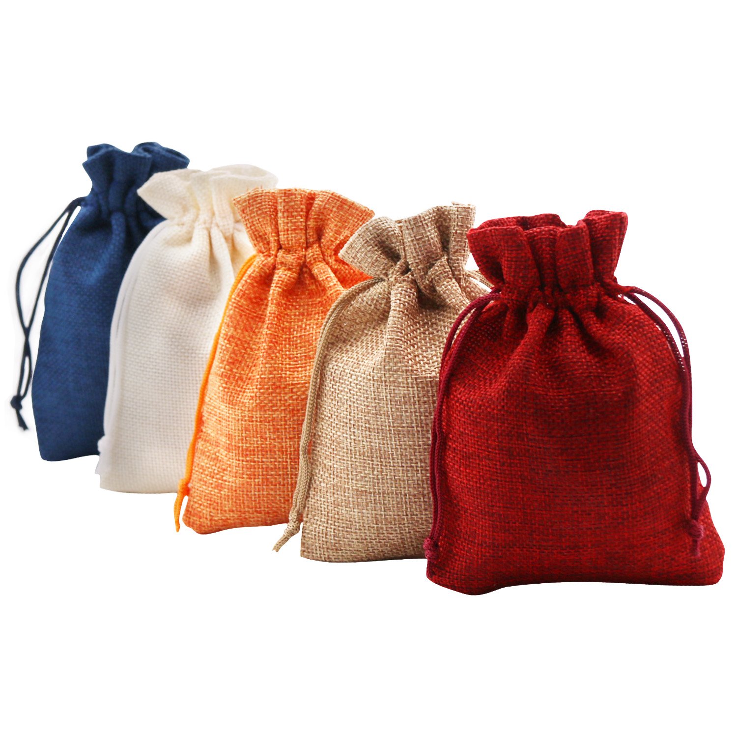 SumDirect 20Pcs 9.5x14Cm Mixed Color Linen Burlap Bag, Mini lightweight