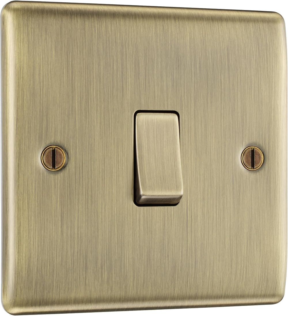 BG Electrical Single Wall Light Switch 2 Way Antique Brass NAB12 Nexus Metal