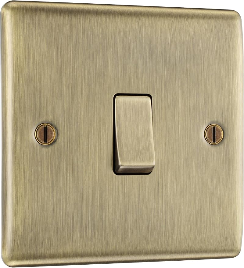 BG Electrical Single Wall Light Switch 2 Way Antique Brass NAB12 Nexus Metal