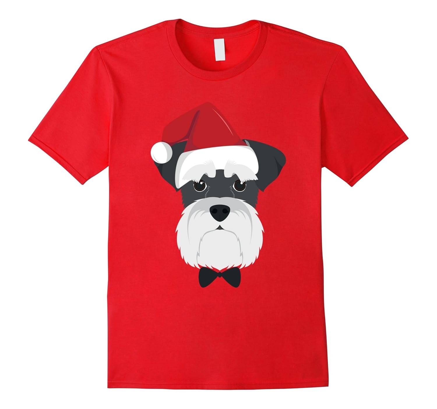 Schnauzer Dog With Red Santa's Hat Funny Xmas Tshirt-ANZ