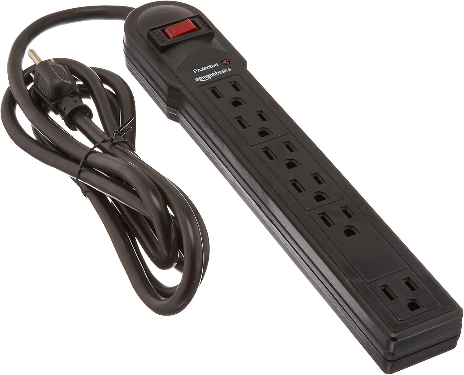 Basics 6-Outlet Surge Protector Power Strip, 6-Foot Long Cord, 790 Joule - Black: Home Audio & Theater
