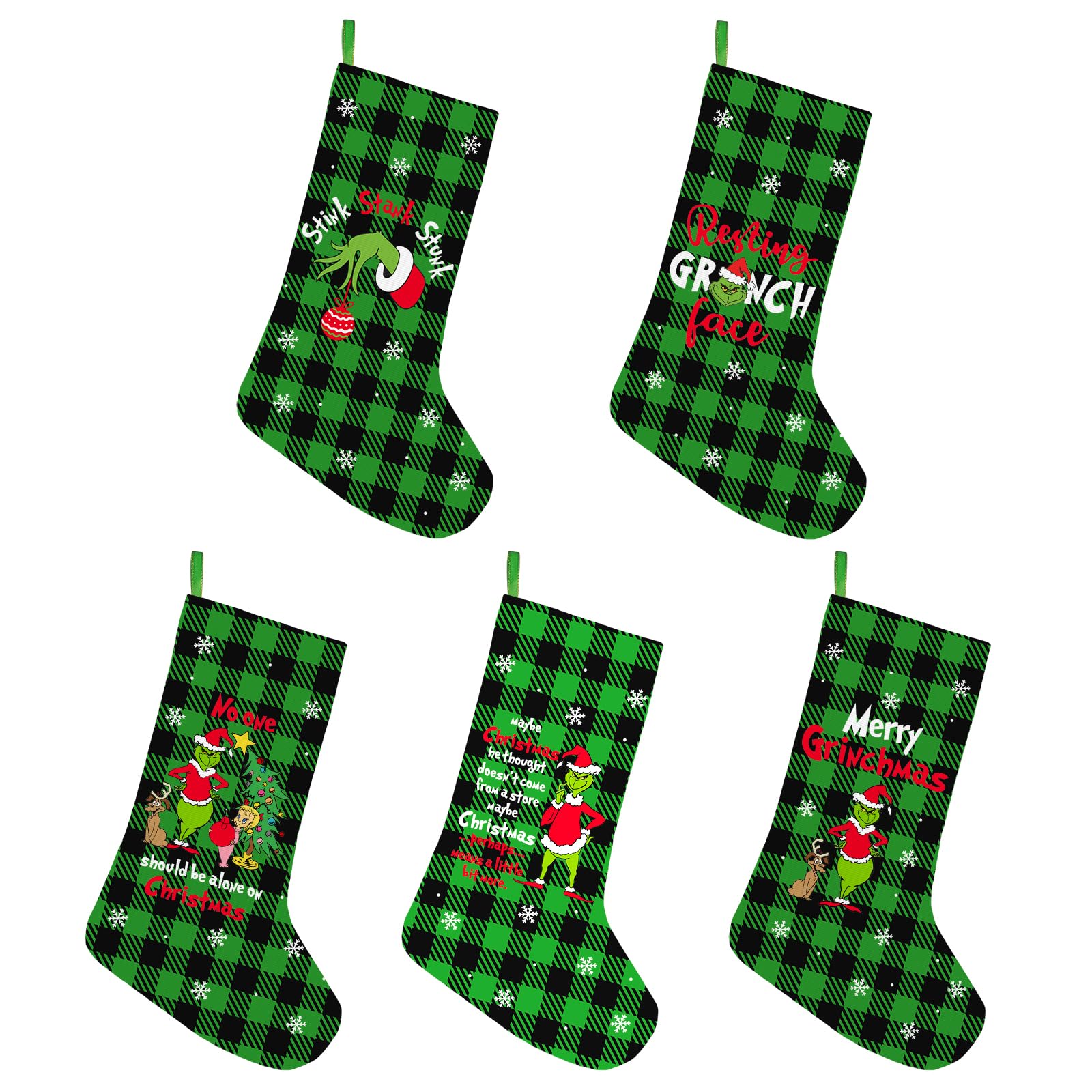 Photo 1 of 5 Pack Funny Christmas Stockings, 16 Inch Large Xmas Stocking, Cute Whoville Christmas Decorations, Holiday Party Decor Supplies, Fireplace Christmas Tree Ornaments, Christmas White Elephant Gifts